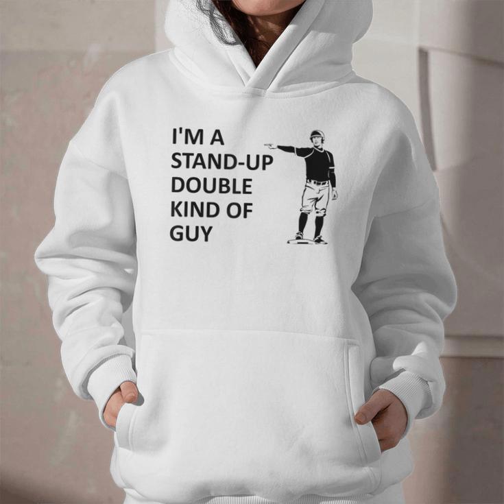Baseball Pun Saying I'm a Stand Up Double Type Of Guy Graphic Youth Hoodie