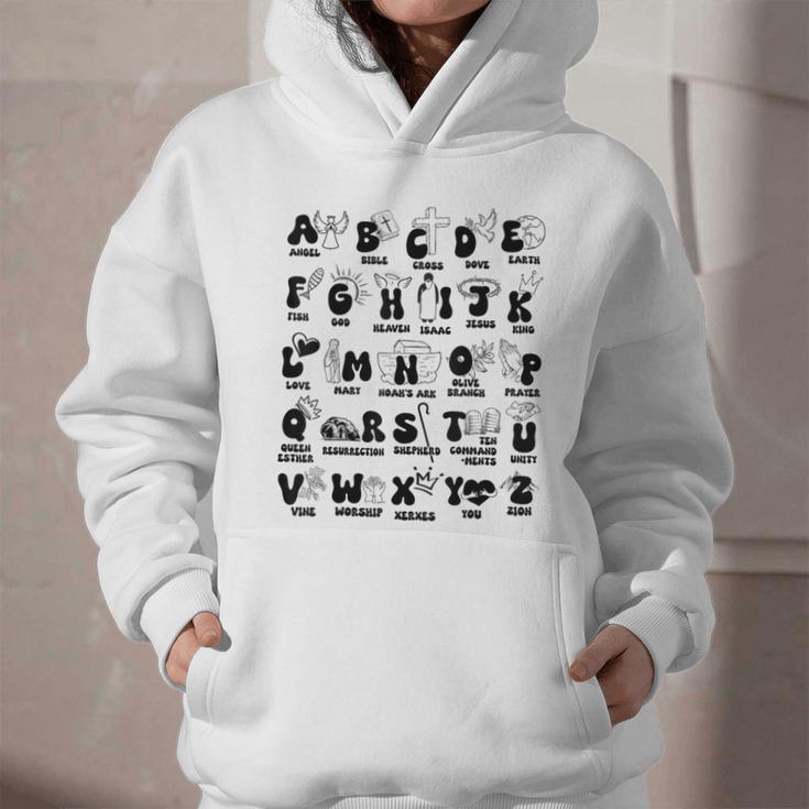 Biblical Alphabet Religious Christian Kids Back To School Graphic Youth Hoodie Biblical Alphabet Religious Christian Kids Back To School Graphic Youth Hoodie
