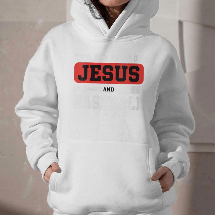 This Boy Runs On Jesus And Baseball Christian Baseball Graphic Youth Hoodie