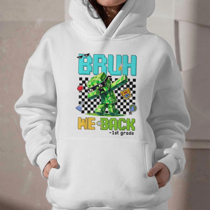 Bruh We Back 1st Grade Back To School Gamer Dabbing Boy Kids Graphic Youth Hoodie