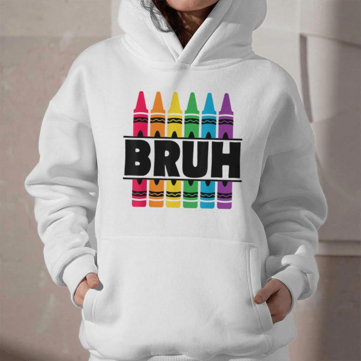 BRUH Back To School Colorful Crayons First Day Of School Graphic Youth Hoodie BRUH Back To School Colorful Crayons First Day Of School Graphic Youth Hoodie