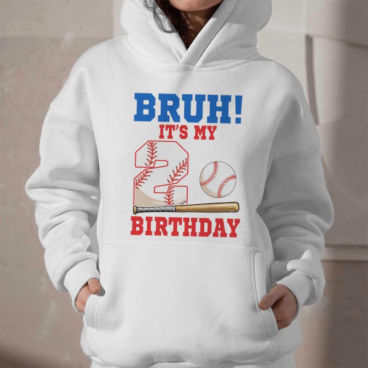 Bruh It's My 2nd Birthday Boy Baseball Themed Party Graphic Youth Hoodie