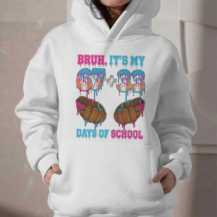 Bruh Its My 67 33 Day Of School Baseball Boys Kids 100th Day Graphic Youth Hoodie