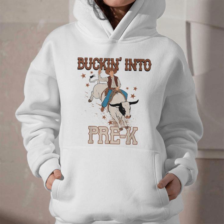 Buckin' Into Pre-K Back To School Cowboy Western Graphic Youth Hoodie Buckin' Into Pre-K Back To School Cowboy Western Graphic Youth Hoodie