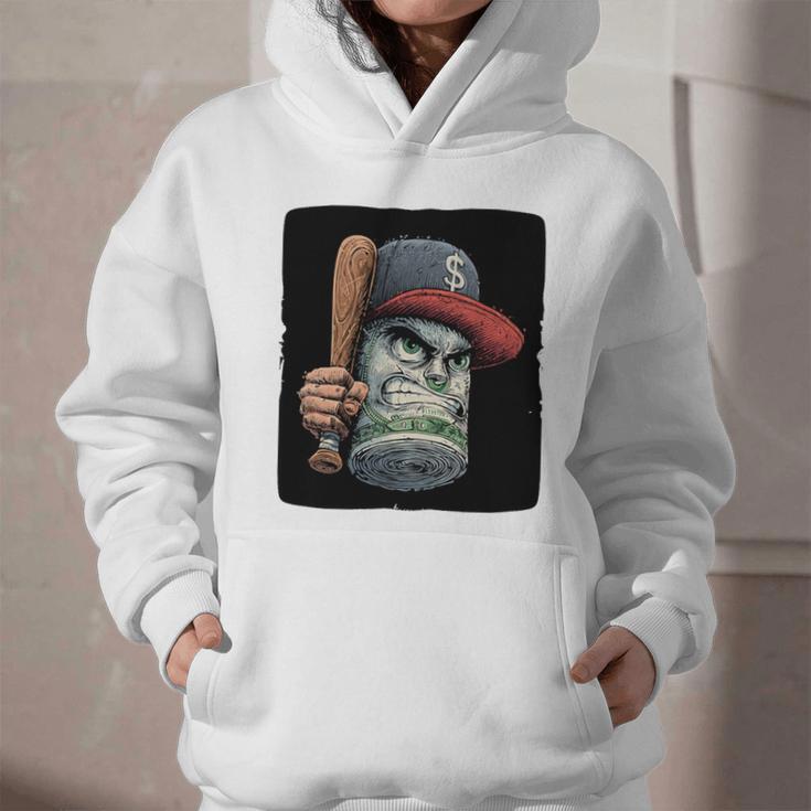 Cool Dollar Bill Guy With Cap And Baseball Costume Premium Tri-Blend Graphic Youth Hoodie