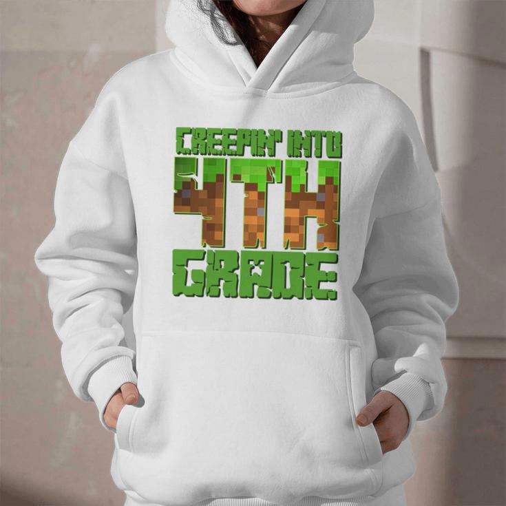 Creepin’ Into 4th Grade Kids Boy Gamer Pixel Back To School Performance Graphic Youth Hoodie