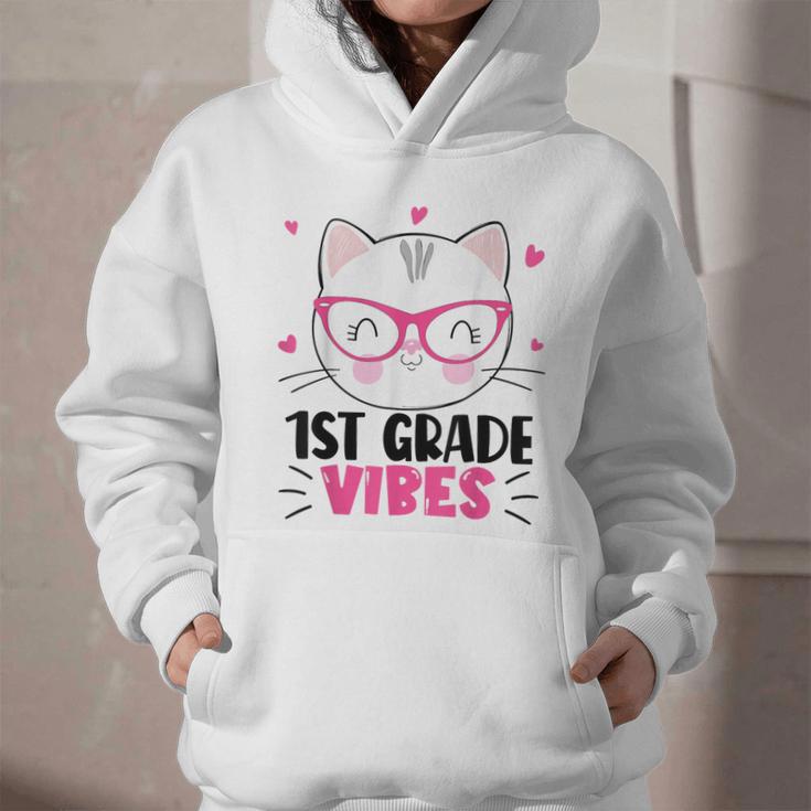 Cute 1st Grade Vibes Cat Kitten Lover Back To School Girls Graphic Youth Hoodie Cute 1st Grade Vibes Cat Kitten Lover Back To School Girls Graphic Youth Hoodie