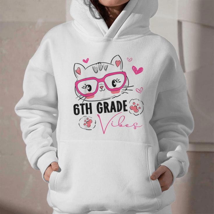 Cute 6th Grade Vibes Cat Kitten Lover Back To School Girls Graphic Youth Hoodie