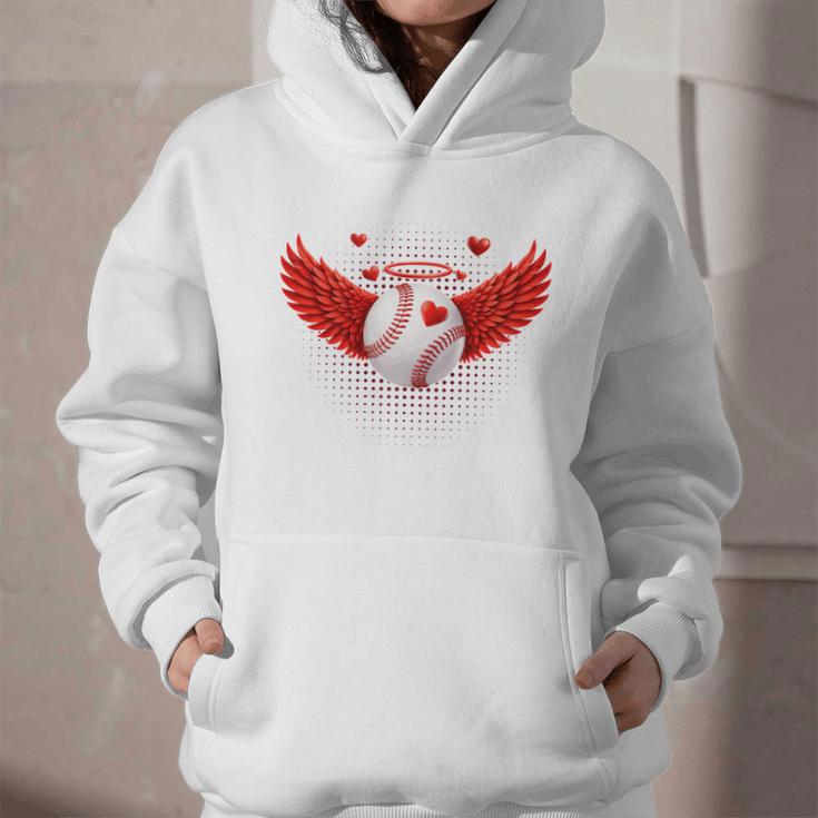 Cute Baseball &Cupid Wings Happy Valentines Boys Men Graphic Youth Hoodie