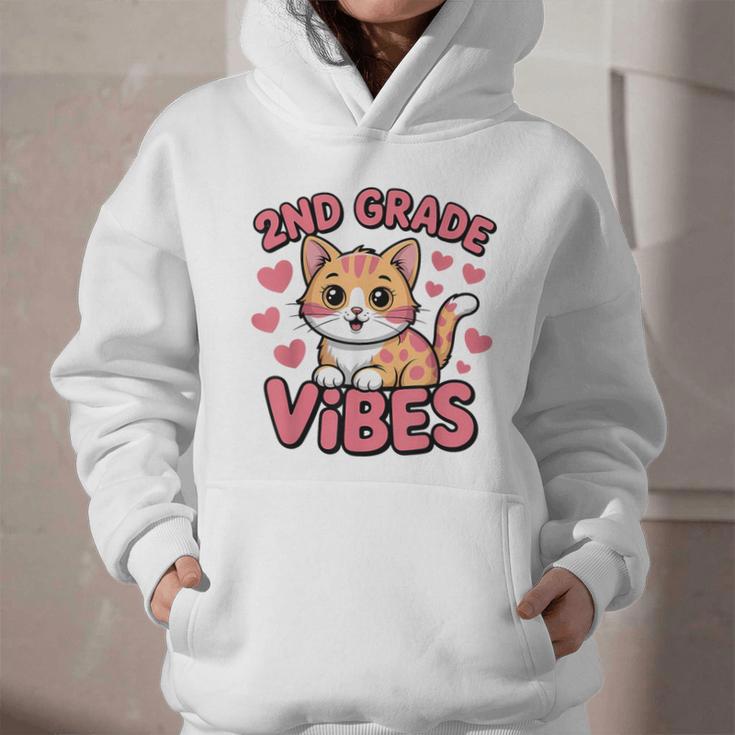 Cute Cat 2nd Grade Vibes Back To School Second Grade Girls Graphic Youth Hoodie Cute Cat 2nd Grade Vibes Back To School Second Grade Girls Graphic Youth Hoodie