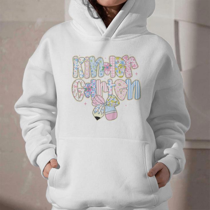 Cute Preppy Back To School Floral Kindergarten For Girls Graphic Youth Hoodie Cute Preppy Back To School Floral Kindergarten For Girls Graphic Youth Hoodie