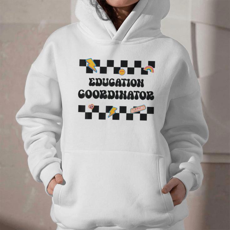 Education Coordinator Groovy Back To School Checkered Graphic Youth Hoodie Education Coordinator Groovy Back To School Checkered Graphic Youth Hoodie