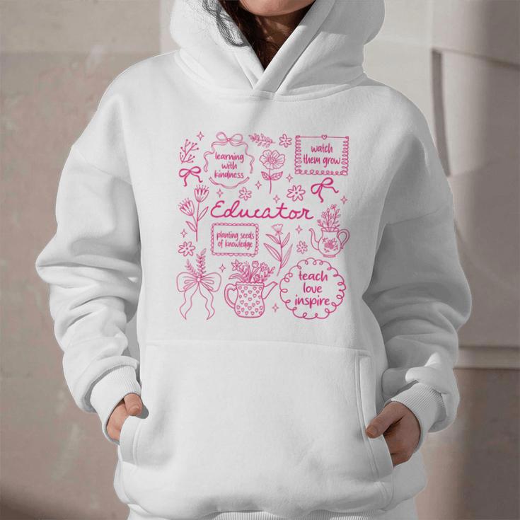 Educator Love Inspire Teach Pink Bow Back To School Graphic Youth Hoodie Educator Love Inspire Teach Pink Bow Back To School Graphic Youth Hoodie