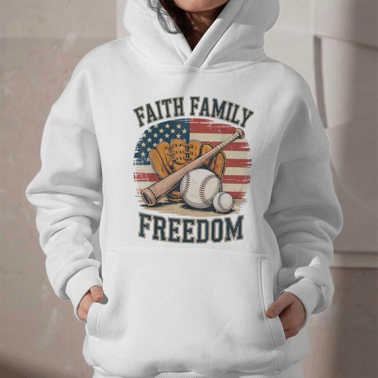 Faith Family Freedom Patriotic Christian Baseball Game Day Graphic Youth Hoodie