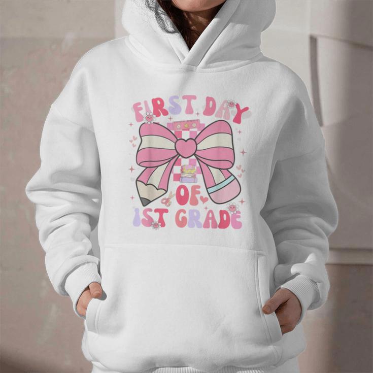 First Day Of 1st Grade Coquette Back To School Girls Kids Graphic Youth Hoodie First Day Of 1st Grade Coquette Back To School Girls Kids Graphic Youth Hoodie