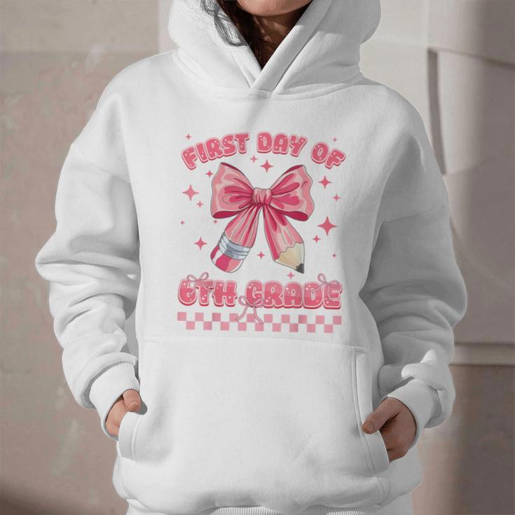 First Day Of 6th Grade Coquette Back To School Girls Kids Graphic Youth Hoodie