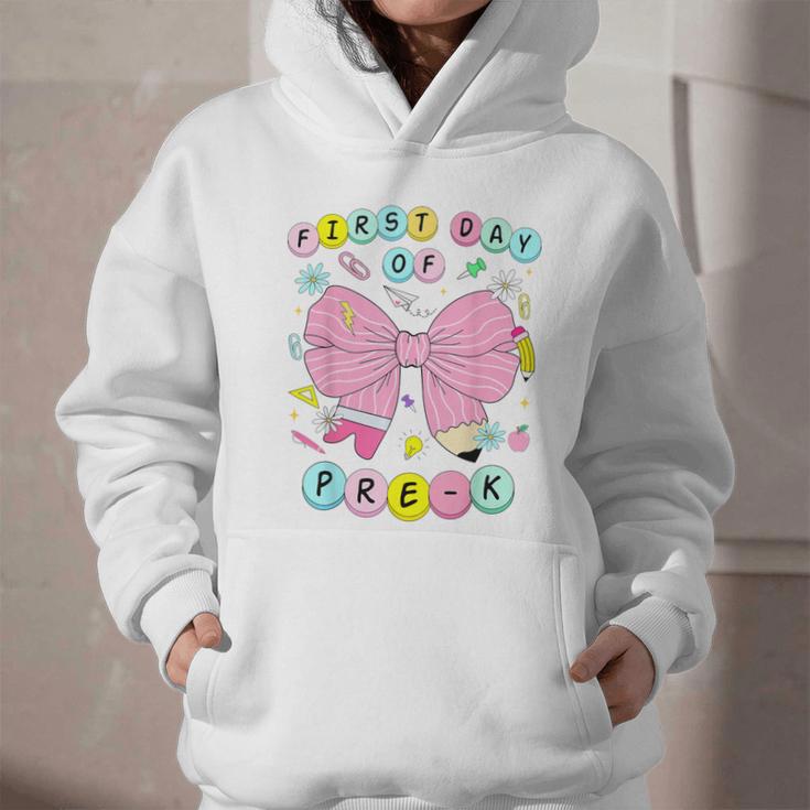 First Day Of Pre-K Girls Coquette Bow Back To School Kids Graphic Youth Hoodie First Day Of Pre-K Girls Coquette Bow Back To School Kids Graphic Youth Hoodie