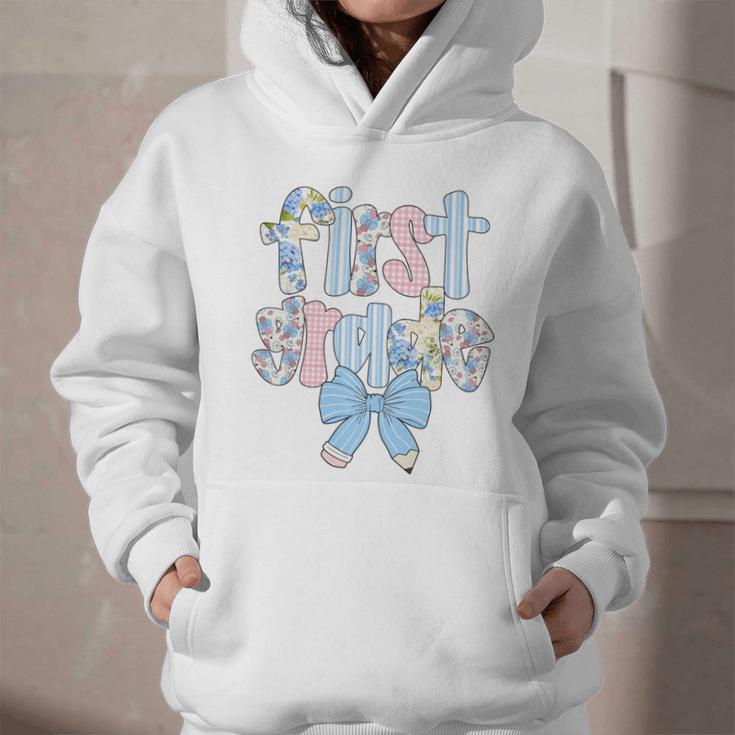 First Grade Coquette Bow Pencil First Day Back To School Performance Graphic Youth Hoodie