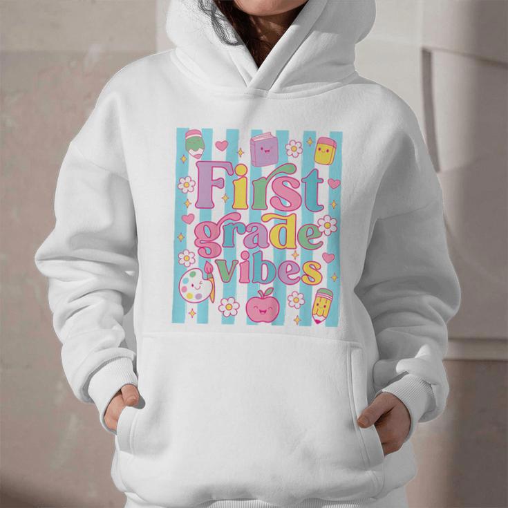 First Grade Vibes Cute Groovy Back To School 1st Grade Girls Graphic Youth Hoodie First Grade Vibes Cute Groovy Back To School 1st Grade Girls Graphic Youth Hoodie