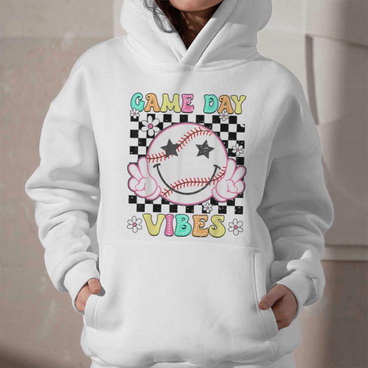 Game Day Vibes Softball Baseball Groovy Game Day Girls Women Graphic Youth Hoodie