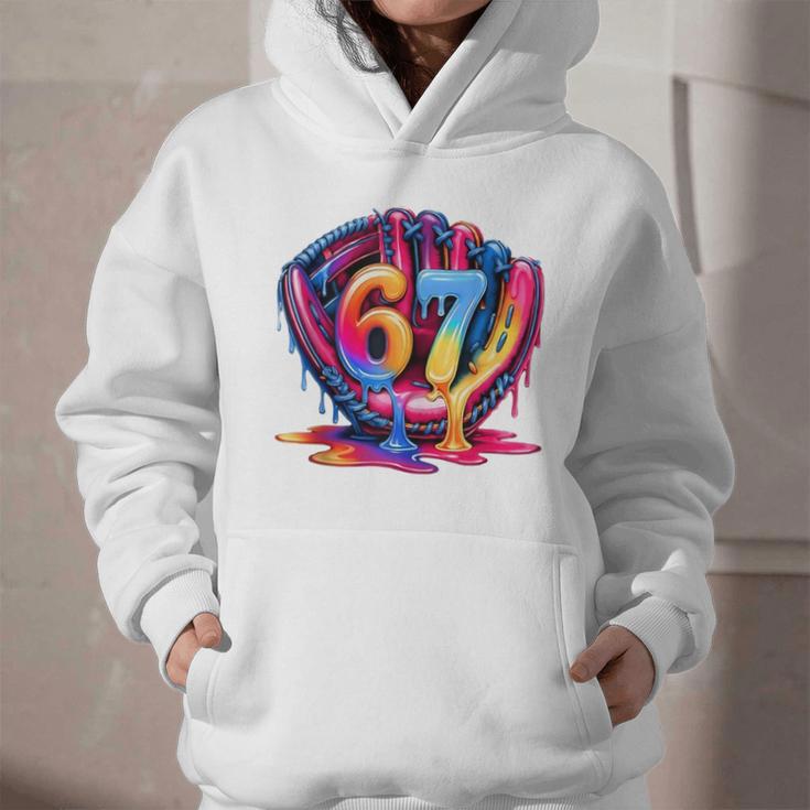Gen Alpha Slang Ice Cream Drip Six Seven 67 Baseball Catcher Graphic Youth Hoodie