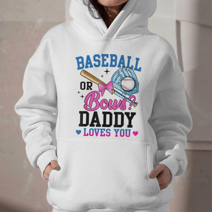 Gender Reveal Baseball Or Bows Daddy Loves You Graphic Youth Hoodie Gender Reveal Baseball Or Bows Daddy Loves You Graphic Youth Hoodie