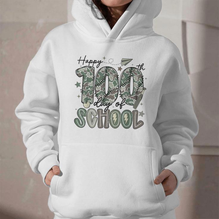 Happy 100th Day Of School Baseball Camo Boys Kids Toddler Graphic Youth Hoodie
