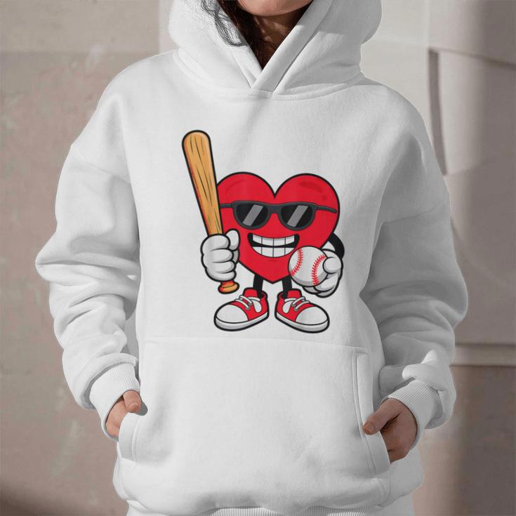 Heart Playing Baseball Valentines Day Graphic Youth Hoodie Heart Playing Baseball Valentines Day Graphic Youth Hoodie