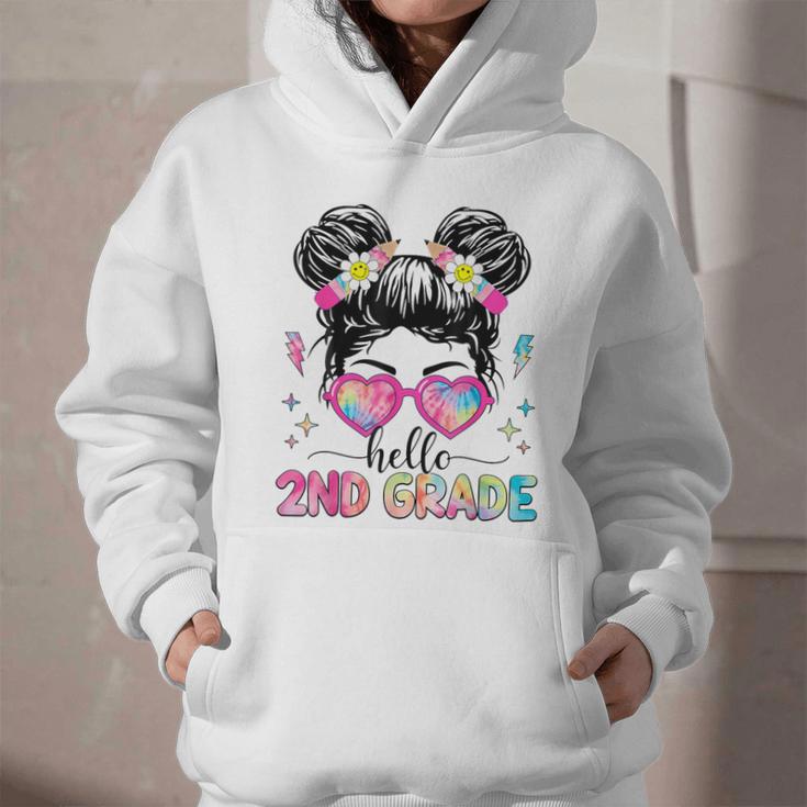 Hello 2nd Grade Messy Bun Back To School First Day Girl Kids Graphic Youth Hoodie Hello 2nd Grade Messy Bun Back To School First Day Girl Kids Graphic Youth Hoodie