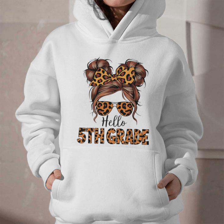 Hello 5th Grade Messy Hair Bun Girl Back To School First Day Graphic Youth Hoodie Hello 5th Grade Messy Hair Bun Girl Back To School First Day Graphic Youth Hoodie