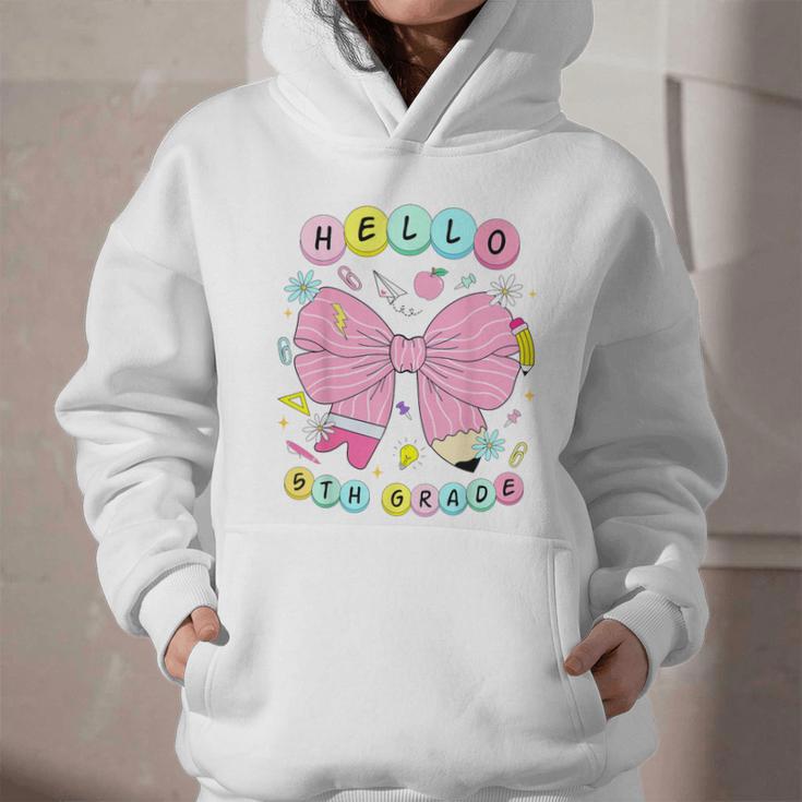 Hello Fifth Grade Coquette Bow 5th Grade Back To School Girl Graphic Youth Hoodie