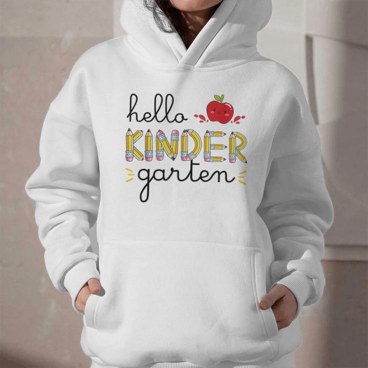 Hello Kindergarten Back To School Cute First Day Kids School Graphic Youth Hoodie Hello Kindergarten Back To School Cute First Day Kids School Graphic Youth Hoodie