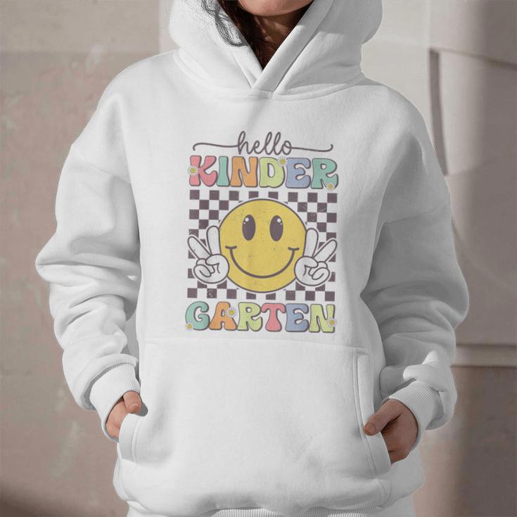 Hello Kindergarten Hippie Smile Face Back To School Graphic Youth Hoodie Hello Kindergarten Hippie Smile Face Back To School Graphic Youth Hoodie