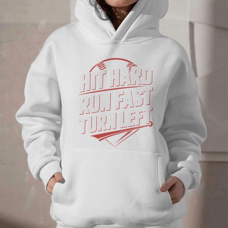 Hit Hard Run Fast Turn Left Baseball Fan Red Graphic Graphic Youth Hoodie Hit Hard Run Fast Turn Left Baseball Fan Red Graphic Graphic Youth Hoodie