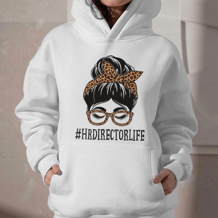HR Director Leopard Messy Bun Appreciation Back To School Performance Graphic Youth Hoodie