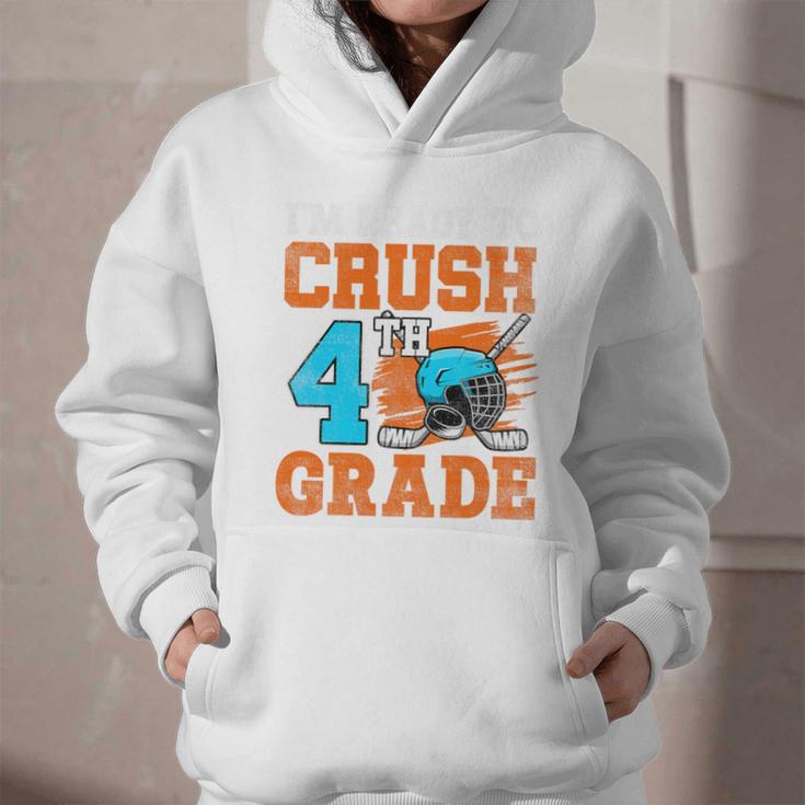I'm Ready To Crush 4th Grade Hockey Kids Back To School Premium Tri-Blend Graphic Youth Hoodie