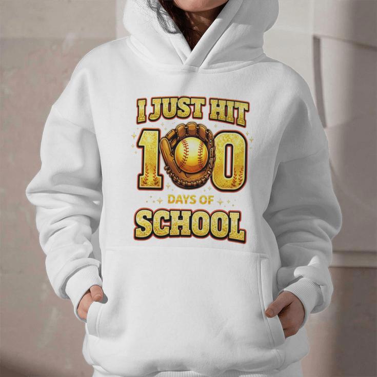 I Just Hit 100 Days Of School Baseball Boys Kids 100th Day Graphic Youth Hoodie