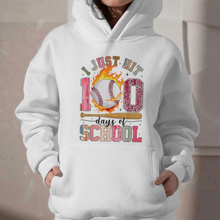 I Just Hit 100 Days Of School Baseball Lovers Fans Boys Kids Graphic Youth Hoodie