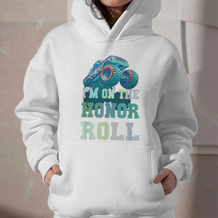 Kids I'M ON HONOR ROLL Monster Trucks Back To School Bruh Graphic Youth Hoodie