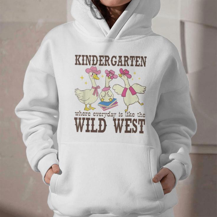 Kindergarten Wild West Goose Cowboy Goose Back To School Graphic Youth Hoodie Kindergarten Wild West Goose Cowboy Goose Back To School Graphic Youth Hoodie