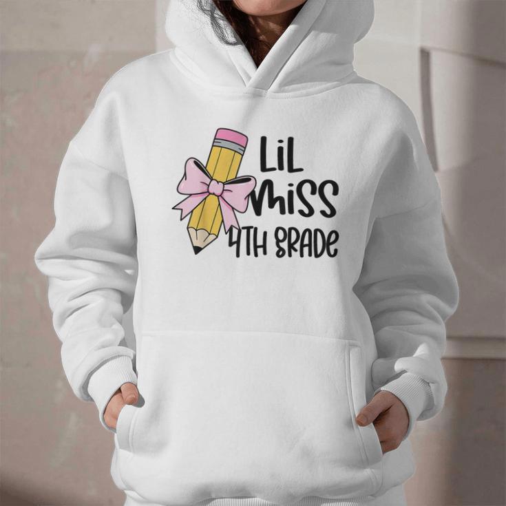 Lil Miss 4th Grade Coquette Bow Pencil Back To School Girls Graphic Youth Hoodie Lil Miss 4th Grade Coquette Bow Pencil Back To School Girls Graphic Youth Hoodie