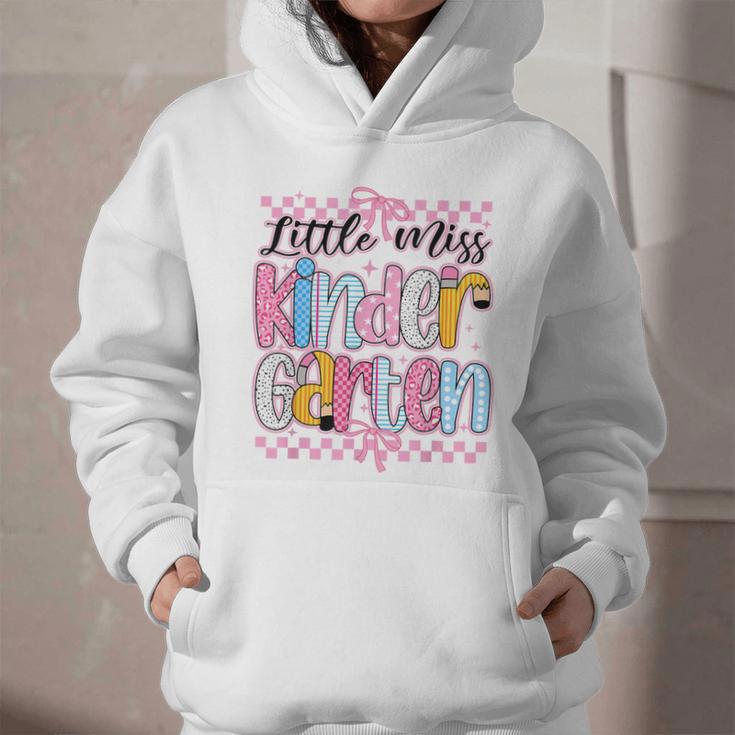 Little Miss Kindergarten Back To School Girls Coquette Bow Graphic Youth Hoodie Little Miss Kindergarten Back To School Girls Coquette Bow Graphic Youth Hoodie
