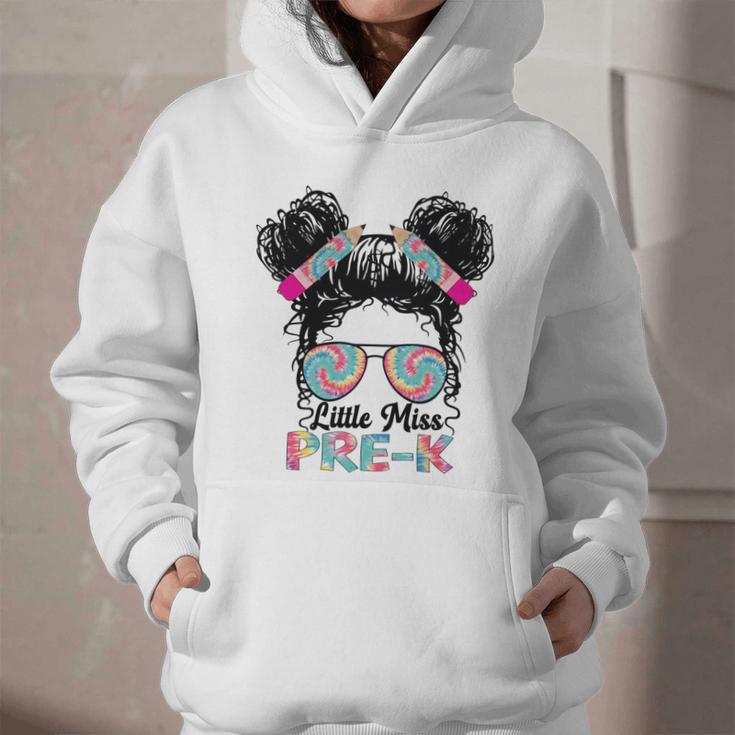 Little Miss Pre-K Girls Back To School Messy Bun Performance Graphic Youth Hoodie Little Miss Pre-K Girls Back To School Messy Bun Performance Graphic Youth Hoodie