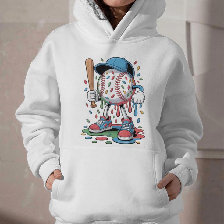 Melting Slime Sprinkle Baseball Mascot With Bat Graphic Youth Hoodie