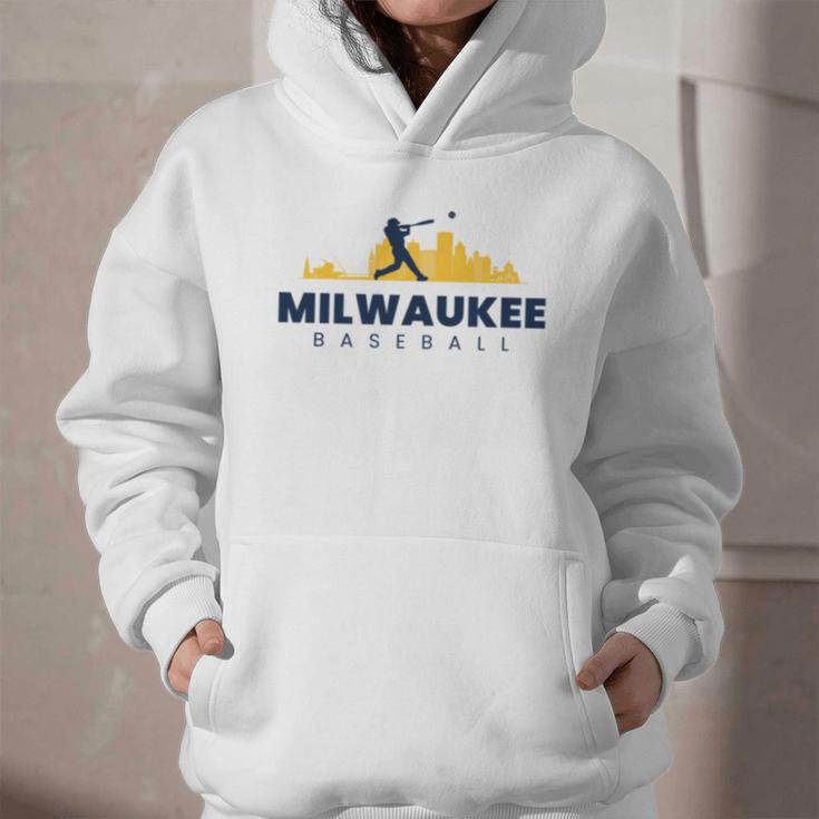Milwaukee Baseball Minimalist City Skyline Baseball Lover Graphic Youth Hoodie