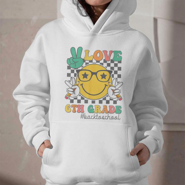 Peace Love 6th Grade Cute Smile Face Back To School Girls Graphic Youth Hoodie Peace Love 6th Grade Cute Smile Face Back To School Girls Graphic Youth Hoodie