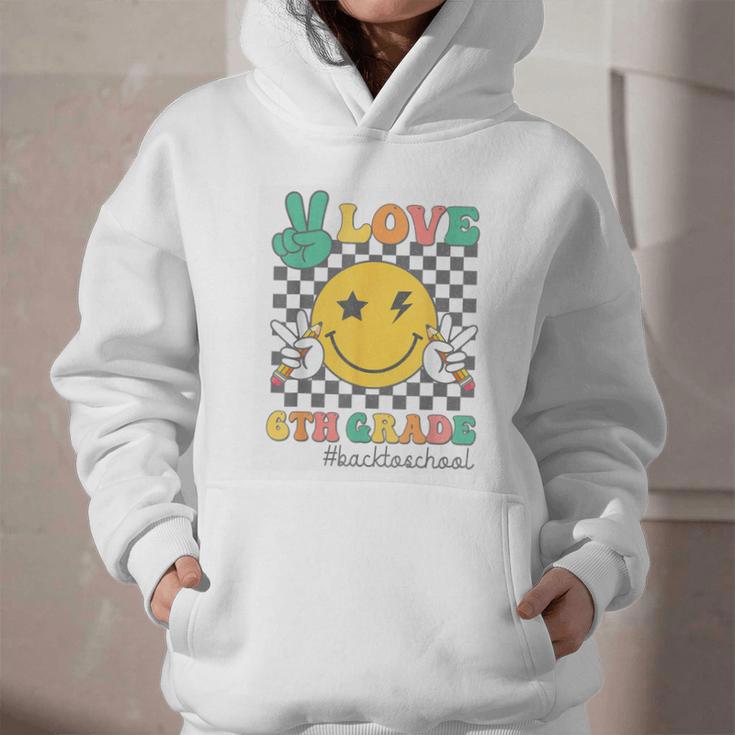 Peace Love 6th Grade Smile Face Back To School Sixth Grade Graphic Youth Hoodie Peace Love 6th Grade Smile Face Back To School Sixth Grade Graphic Youth Hoodie