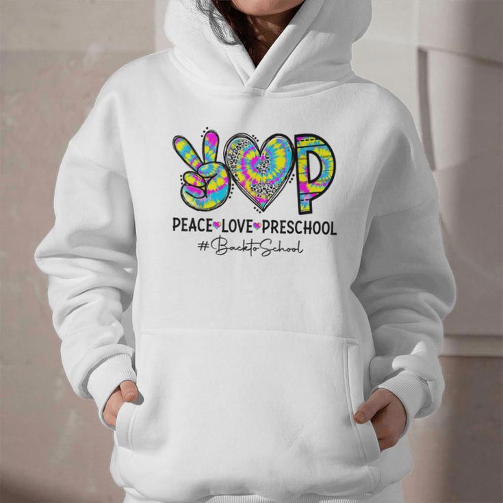 Peace Love Preschool First Day Of Preschool Back To School Graphic Youth Hoodie Peace Love Preschool First Day Of Preschool Back To School Graphic Youth Hoodie