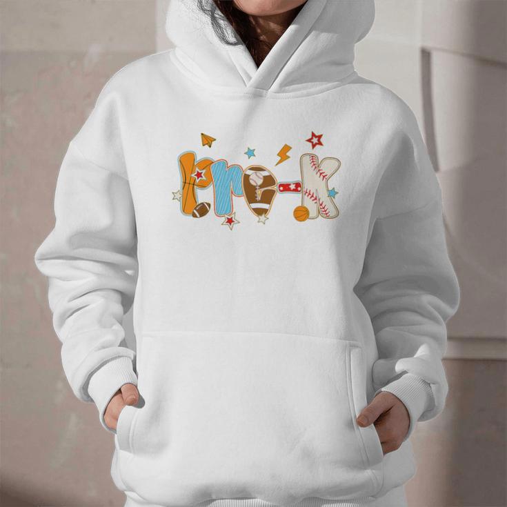 Pre K Preschool Football Basketball Baseball Back To School Graphic Youth Hoodie Pre K Preschool Football Basketball Baseball Back To School Graphic Youth Hoodie