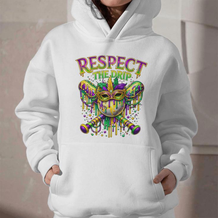 Respect The Drip Mardi Gras Baseball Ice Cream Boys Carnival Graphic Youth Hoodie